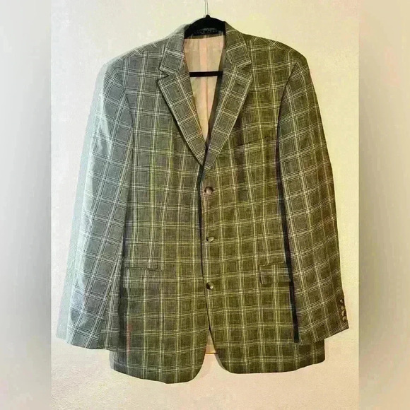 Hugo Boss Virgin Wool & Linen Blend Jacket Size 44L Gray - Picture 2 of 6